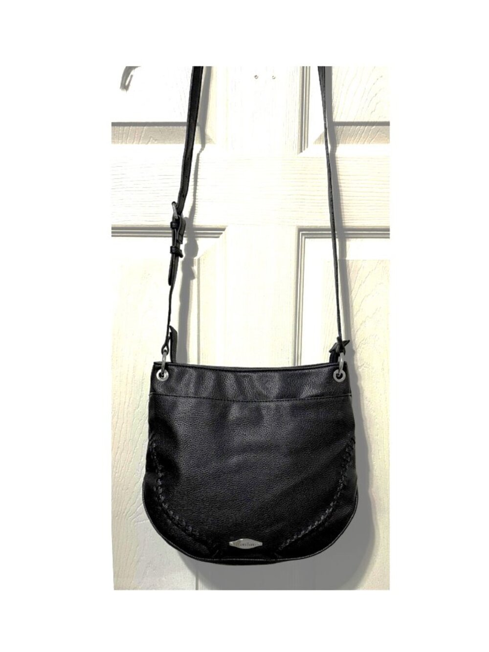 Franco Sarto Braided Front Black Crossbody Bag Handbag